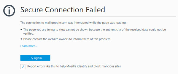 adguard firefox secure connection failed