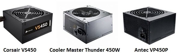 Gud fravær Kategori Corsair VS450 vs Cooler Master Thunder 450W vs Antec VP450P SMPS Comparison